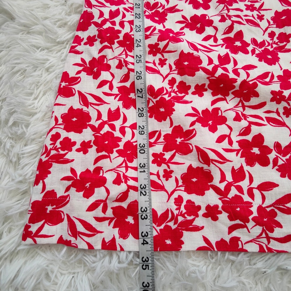 Draper James RSVP Pink Floral Puff Sleeve Linen Blend Mini Dress Square Neck Sm - Picture 8 of 10